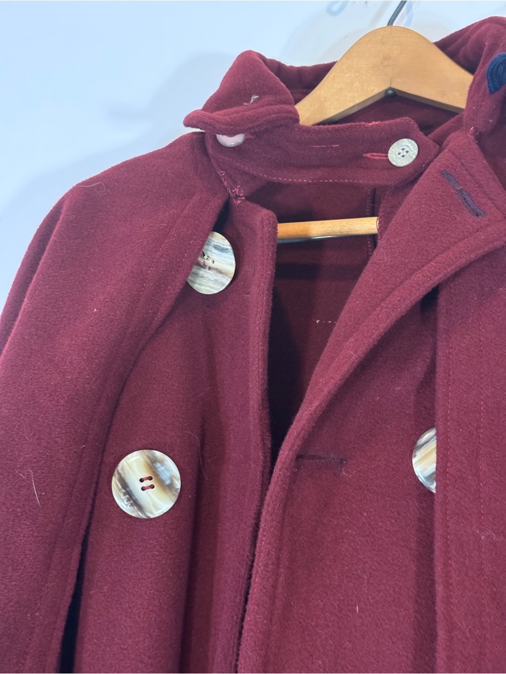 Vintage Victorian Ox Blood Maroon Wool Cloak - Picture 3 of 11